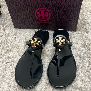 Tory Burch Black and Gold Sandals